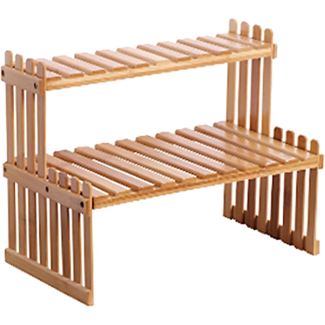LAICAIW Countertop Bamboo Plant Shelf Bamboo Flower Pot Stand Balcony Flower Rack Cabinet Organizer Multi-Function DIY Desktop Storage Rack for Living Room Bedroom Kids Room