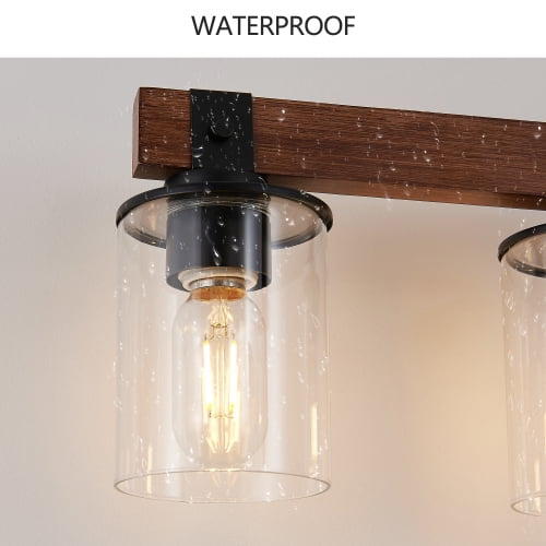 ACE-LIGHTS,7-Lights Farmhouse Rustic Bathroom Light Fixture with Glass Lampshade(Bulbs Not Included),Vanity Lights Fixture for Bathroom,Dressing Room,Bedroom,Living Room(Black)