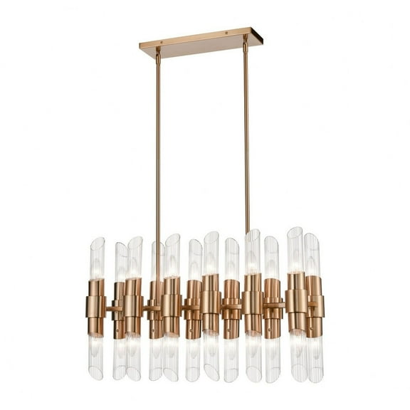 Carisbrooke 24-Light Linear Chandelier by Elk Home D4457 in Brass,Clear Finish