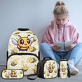 thumbnail image 2 of Pzuqiu Cute Bee School Backpack for Girls Kids Backpacks for Girls Backpack Lunch Box with Pencil Bag Water Bottle Holder, 17 Inch Travel Daypack Camping School Bag 4pcs, 2 of 7