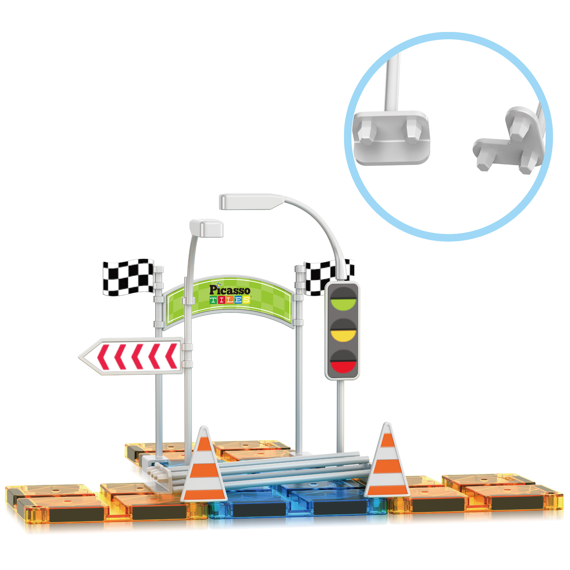 PicassoTiles 18-Piece Magnetic Race Track Expansion Set photo 4