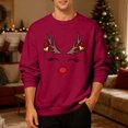 thumbnail image 3 of Christmas Sweatshirt for Men Women Long Sleeve Crewneck Loose Casual Funny Reindeer Face Graphic Sweatshirts Pullover Tops, 3 of 7