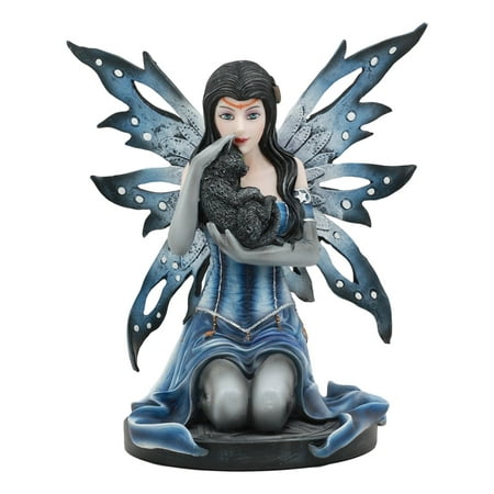 - Ebros Blue Celestial Witch Fairy Cradling A Mystical Black Cat Statue 8.25