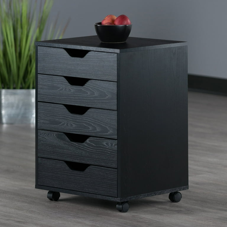 Winsome Halifax 5-Drawer Mobile Cabinet 20519, Black Finish