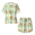 thumbnail image 5 of "Wukai Tropical Flowers Women's Pajama Set - Short-Sleeve Top and Shorts with Elastic Waistband and Pockets for Loungewear, Yoga, and Casual Wear-, 5 of 8