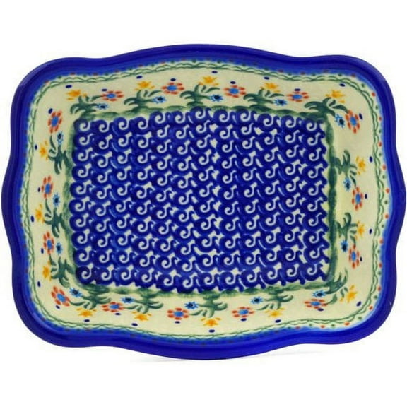 Polmedia Spring Flowers Rectangular Non-Stick Polish Pottery Baker