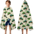 thumbnail image 3 of Cartoon Tractors Combines Beige Pattern Hooded Bath Towel，50"x30" for Ages 3 To 12 Kids, Quick Dry Lightweight Soft Microfiber Hood Beach Towel Cover Up for Kids, 3 of 7