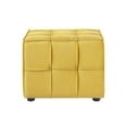 thumbnail image 3 of Loft Lyfe Eudeat Yellow Velvet Ottoman - Upholstered, Piping Trim, 3 of 8