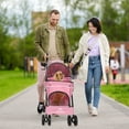 thumbnail image 6 of Wedyvko 4 Wheel Pet Dog Stroller Foldable Carrier Strolling Cart for Small Medium Dog Cat,Pink, 6 of 8