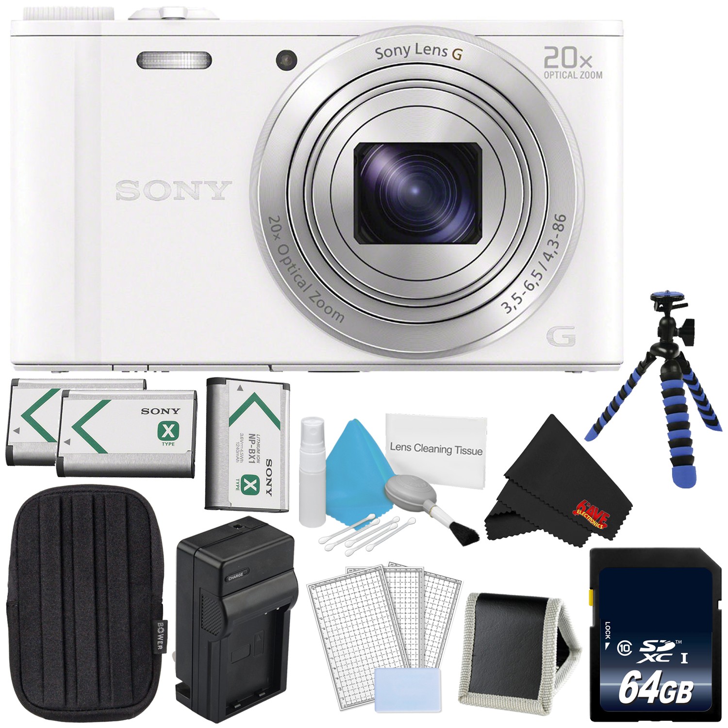 Sony Cybershot DSCWX350 Point & Shoot Digital Camera (White) Pro
