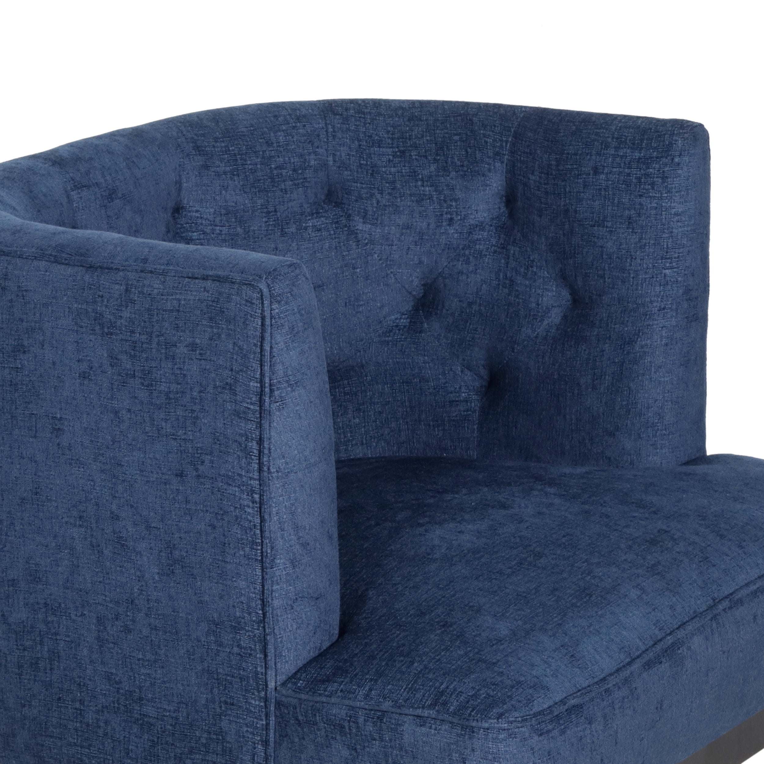 Noble House Suncook Fabric Tufted Accent Chairs, Set of 2, Navy Blue and Dark Brown
