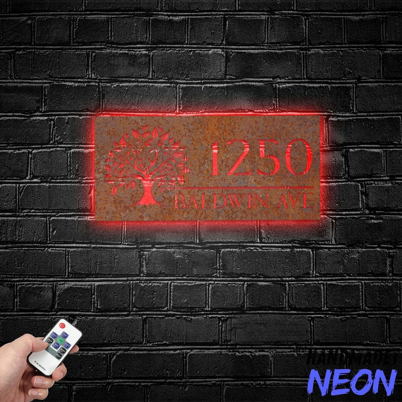 Handmadetneonsign Tree Of Life House Number Metal Rusty, Tree Home Number Rusty, House Address Wall Decor 043998