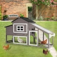 thumbnail image 6 of Aivituvin Chicken Coop, Mobile Chicken House with Wheels, Outdoor Hen House Poultry Cage with Nesting Box, Leakproof Pull Out Tray and UV-Resistant Roof (Brown), 6 of 14
