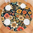 thumbnail image 2 of Pioneer Flower Floral Print Pattern Round Fitted Tablecloth with Elastic Edge,Dining Table Cover Waterproof,Outdoor Round Tablecloth for Camping,Dining,Indoor and Outdoor, 2 of 7