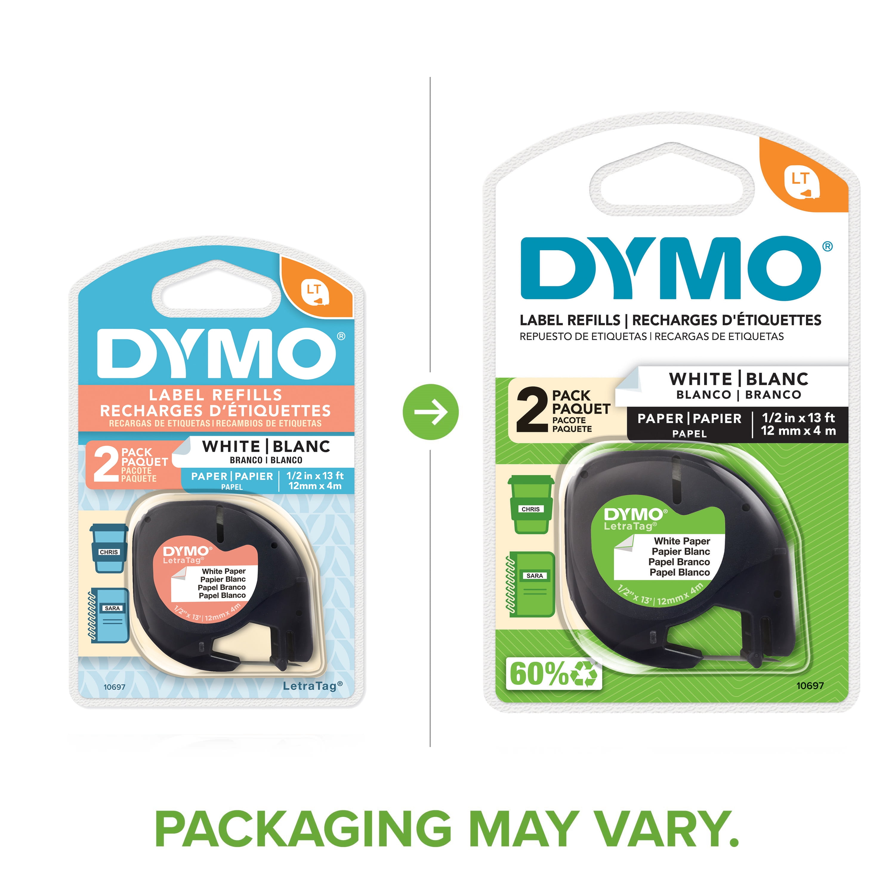 Details about   Compatible Label Tape Replacement For DYMO LetraTag Labeling Refills Paper Black 