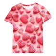 thumbnail image 4 of Fiudx Ofertas Flash Del Día Solo En Línea Moda Mujer San Valentín Casual Manga Corta Cuello Redondo Impreso Señoras Tops Blusa, 4 of 4