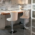 thumbnail image 3 of Swivel Bar Chairs Height Adjustable Upholstered Velvet Bar Stools Chrome base with Tufted Back for Home Pub and Kitchen Island Dining Room(Khaki,Set of 4), 3 of 8