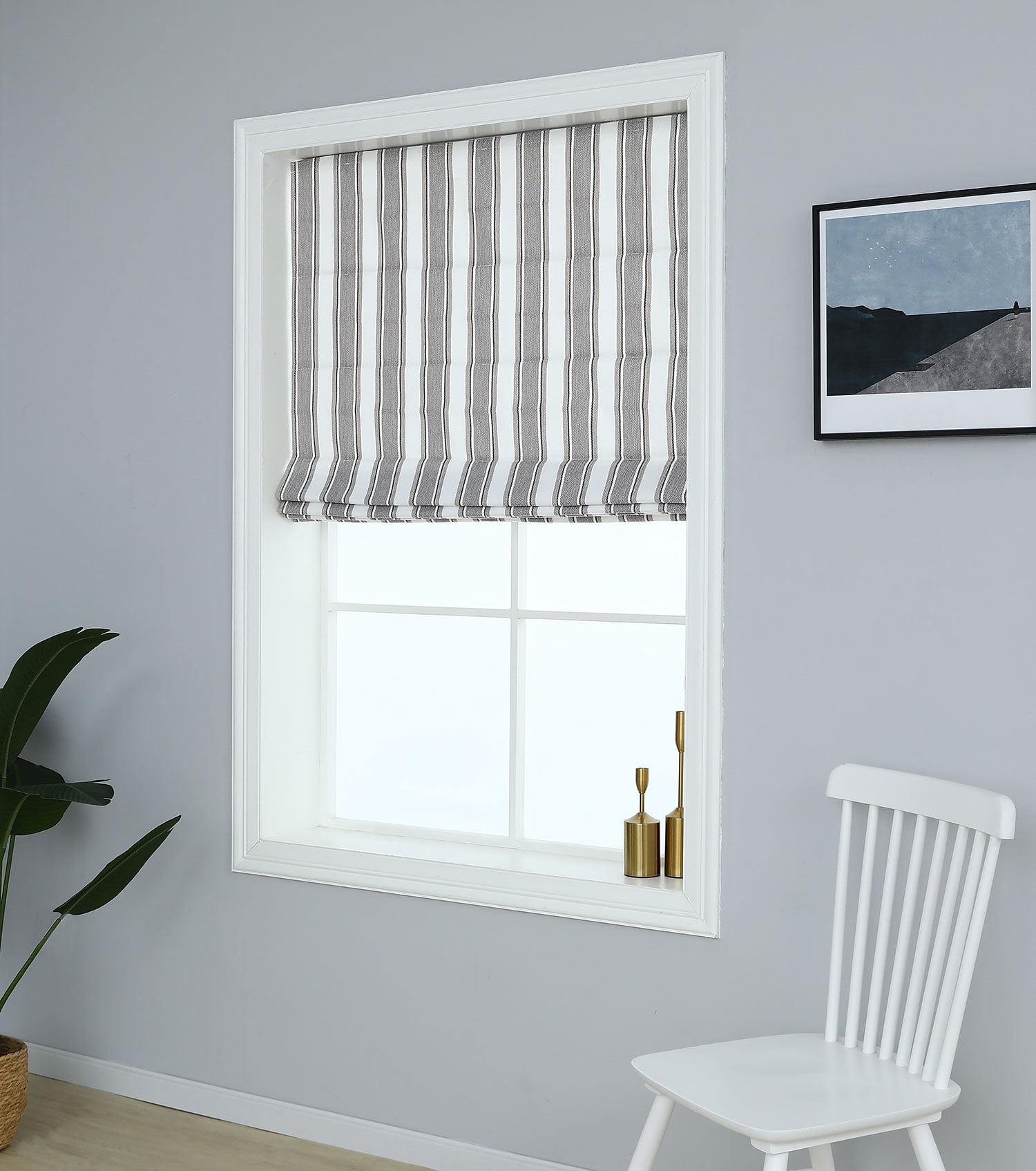 Everyday Celebration Yarn Dyed Roman Shades Blind, Vertical Stripe Room