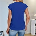 thumbnail image 4 of Womens Summer Tops Ruched Cap Short Sleeve Tshirts Shirts Crew Neck T Shirts Fashion Blue L, 4 of 6
