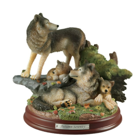 The Bradford Exchange Autumn Serenity The Protectors Of The Pack Collection Issue #6 Realistically Hand Painted & Likelife Detail Wolf Sculpture 8-inches