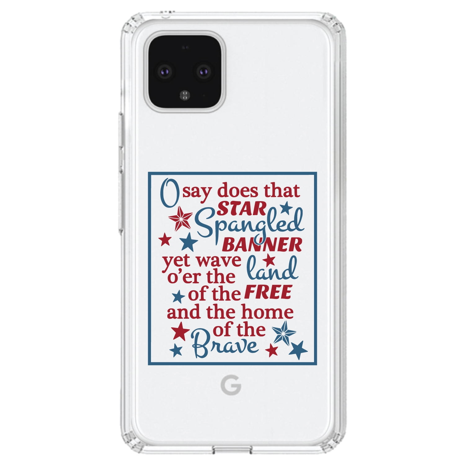 Distinctink Clear Shockproof Hybrid Case For Google Pixel 4 Xl 6 3 Screen Tpu Bumper Acrylic Back Tempered Glass Screen Protector Star Spangled Banner Word Art Walmart Com Walmart Com