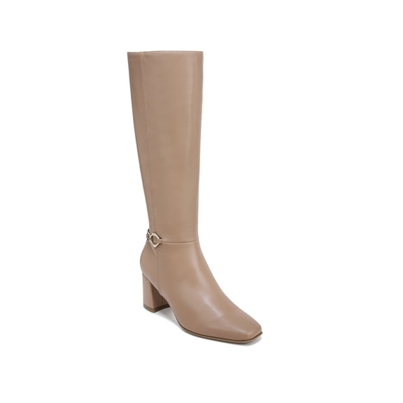 NATURALIZER Womens Taupe Beige Metallic Closure Strap Detail Goring Padded Waylon Square Toe Block Heel Zip-Up Dress Boots 8 M