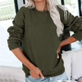 thumbnail image 2 of Casual Womens Sweatshirts Crewneck Long Sleeve Tops Oversized Pullover Sweatshirt for Women Petite Green 3XL, 2 of 5