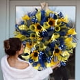 thumbnail image 2 of Artificial Flower Garland Sunflower Contrast Color Holiday Outdoor Decor Wreath for Front Door, 2 of 8