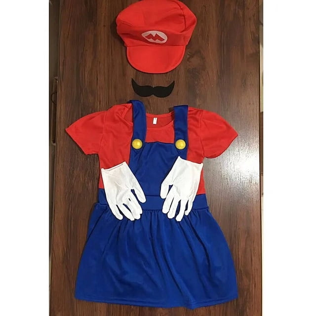 Disfraz de Super Cosplay para niños, traje de Mari Bros, mameluco de fantasía de Anime para niños y niñas, vestido de manga larga para fiesta de Halloween, disfraz con sombrero