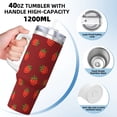 thumbnail image 3 of Lsque Strawberry Pattern 40 OZ Ice Bully Cup with Handle and Straw, Double Wall Stainless Steel Tumbler Travel Coffee Cup with Lid for Christmas Present, 3 of 8