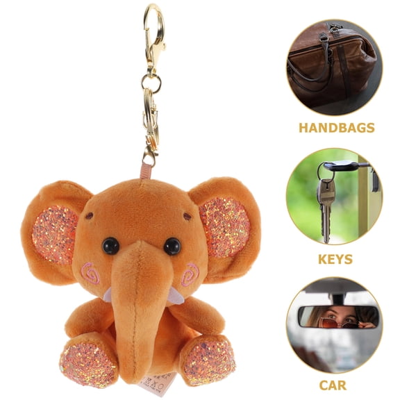 ORDDIART 1Pcs Plush Elephant Keychain For Girls Women Mini Stuffed Animal Keyring Charm