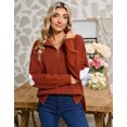 thumbnail image 2 of Sweaters for Women Quarter Zip Striped Sweaters Knitted Warm Pullover Sweaters Shermie, 2 of 7