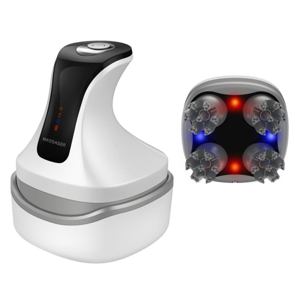 Multi-Functional Handheld Massager for Humans and Pets, Cordless 4D Rotating Head Massager with Soft Silicone Tips, Waterproof Magnetic Rechargeable Relaxation Tool for Family and Cats