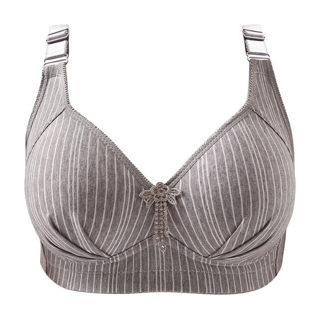 Womens Racerback Bras Printed Push up Together Daily Bra Underwear No Underwire V-Neck Full-Coverage Bra Feature Hook and Eye Closure Bralette Bra Style Y-413 , Gray M