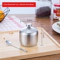 thumbnail image 5 of Stainless Steel Sugar Bowl, with Lid and Spoon, Silver, Round, Geometric Pattern, Durable, Rust Resistant, Dishwasher Safe, Home and Kitchen Storage, 5 of 5