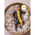 thumbnail image 3 of BemeyourBBs Newborn Baby Girls Boys New Year Outfits Footed Romper Letter Balloon Star Print Long Sleeve Ruffled Zipper Jumpsuit with Headband Winter Spring Clothes, 3 of 9