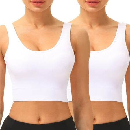 

Women Seamless Sports Bra 2 Pack Wireless Compression Bra Without Pading Comfort Yoga Crop Tops Vest for Running Sports Fitness