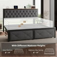 thumbnail image 6 of iPormis King Bed Frame with 2 Drawers, Metal Platform Bed with Charging Station and Linen Fabric Storage Headboard Strong Metal Slats,Gray, 6 of 8