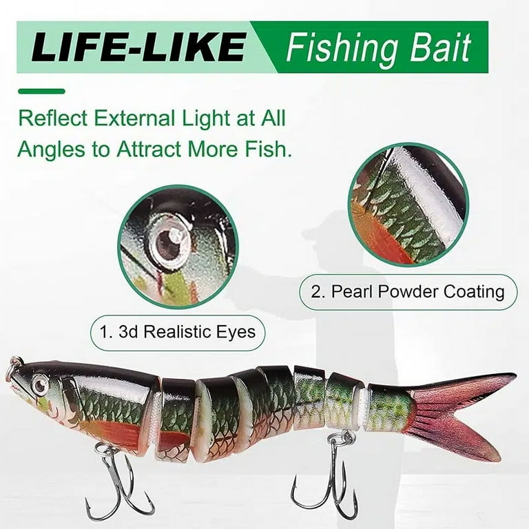 Multi-Jointed Swimbait Crank Bait - Slow Sinking Bionic Artificial Bait for  Freshwater and Saltwater Trout and Bass Fishing - 10g/13.5cm - Includes Fi