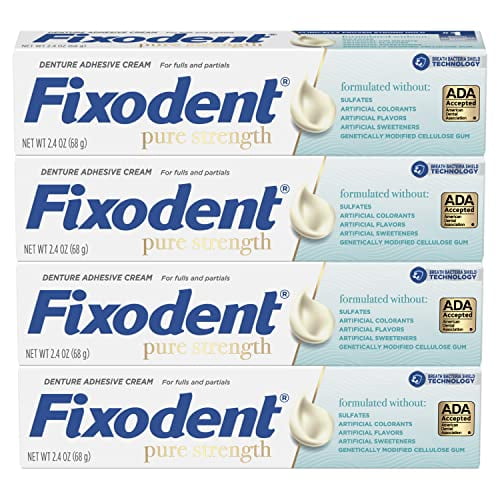 Fixodent Pure Strength Secure Denture Adhesive Cream for Full and