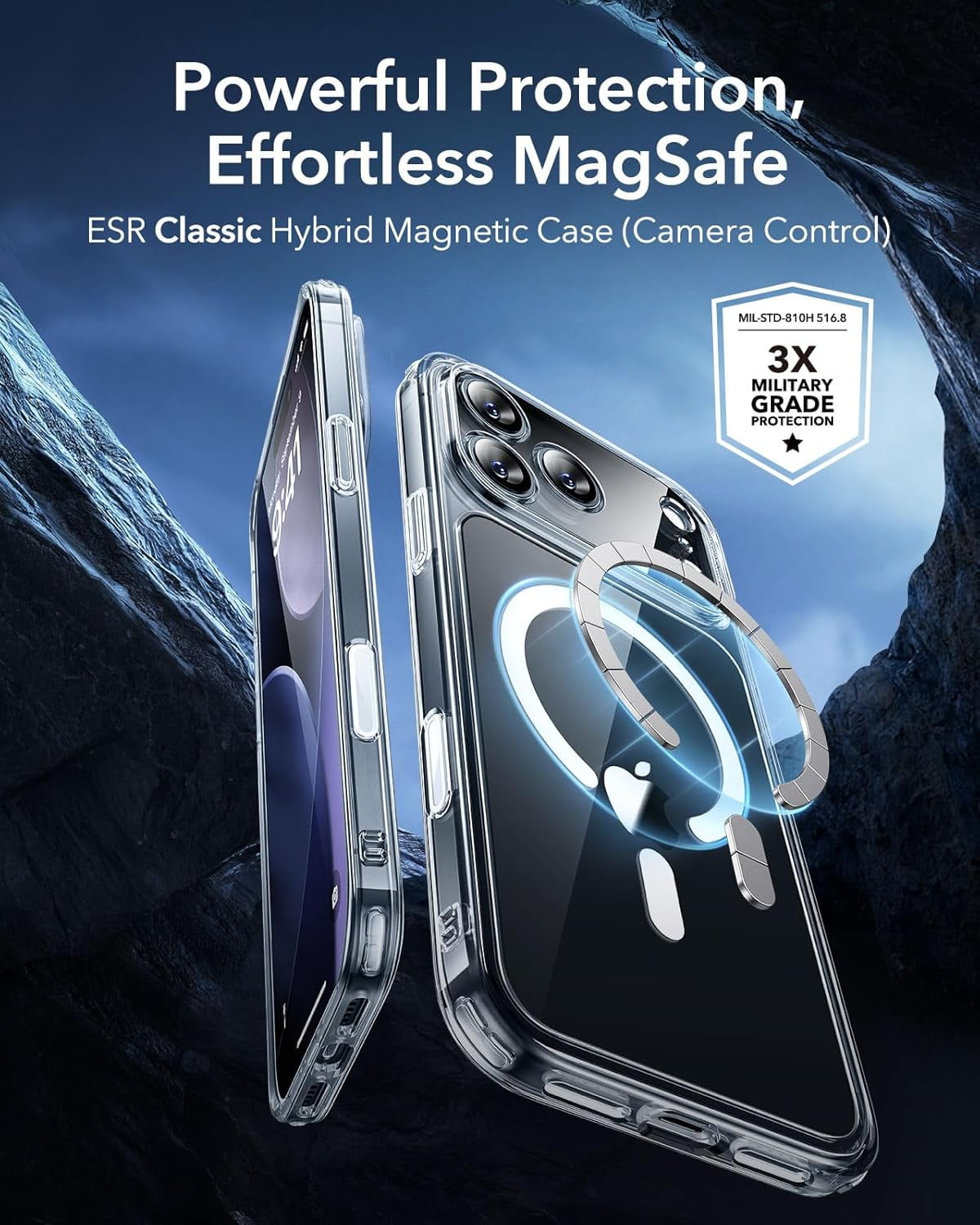 CRKMGS-for iPhone 17 Pro Case, Camera Control, Compatible with MagSafe, Shockproof Military-Grade Protection, Magnetic Phone Case for iPhone 17 Pro, Classic Hybrid Case, Clear