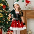 thumbnail image 2 of Kids Girls Elf Outfit Short Sleeve Dress + Hat + 2 Pairs of Gloves + Belt Sets Baby Christmas Clothes Party Dress 9-10 Years, 2 of 8