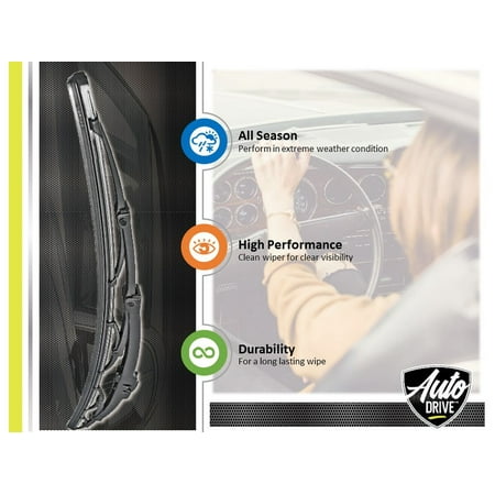 Auto Drive High-Performance Wiper Blade, 20" Universal Fit Most Cars