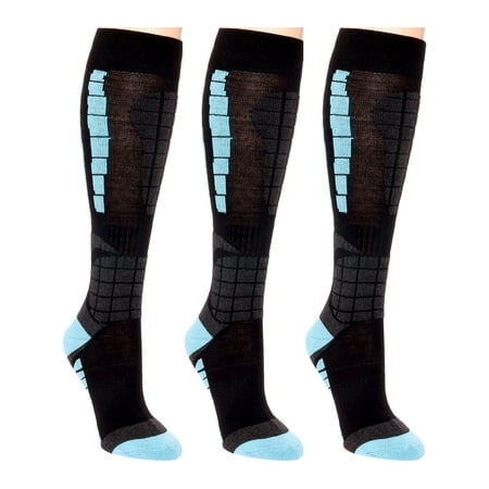 3 Pack LISH Women's Ski Snowboarding Over The Calf Thermal Snow (Best Socks For Snow Skiing)