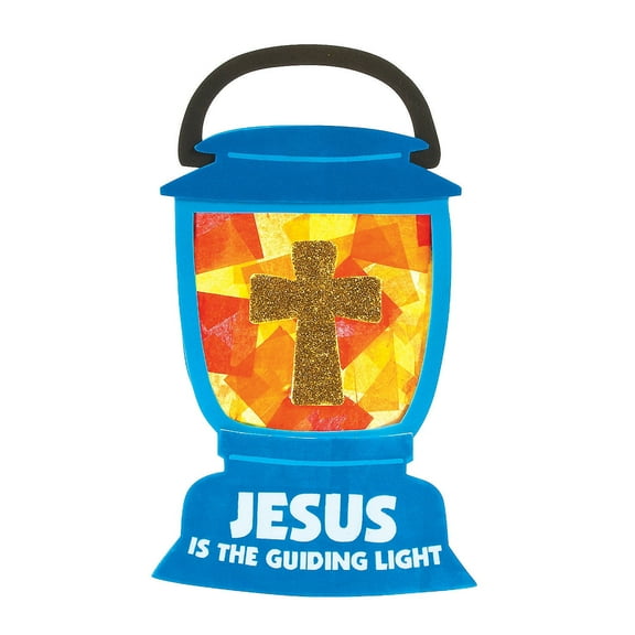 Fun Express Jesus Lights The Way Tissue Acetate Sign Kit - DIY Faith-Based Craft Kit for Kids & Adults Perfect for Religious Decor Sunday School Projects Vacation Bible School & More - 12 Pieces