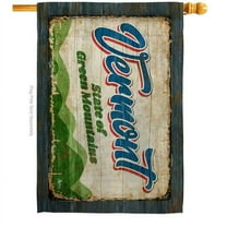 28 x 40 in. Vermont Vintage American State House Flag with Double-Sided Horizontal Decoration Banner Garden Yard Gift