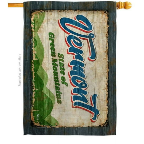 28 x 40 in. Vermont Vintage American State House Flag with Double-Sided Horizontal Decoration Banner Garden Yard Gift