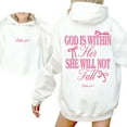 thumbnail image 3 of “God Is Within Her She Will Not Fall” Double-Sided Pink Coquette Faith Pullover, Bible Verse Hoodie, Sizes S–5XL, 3 of 7