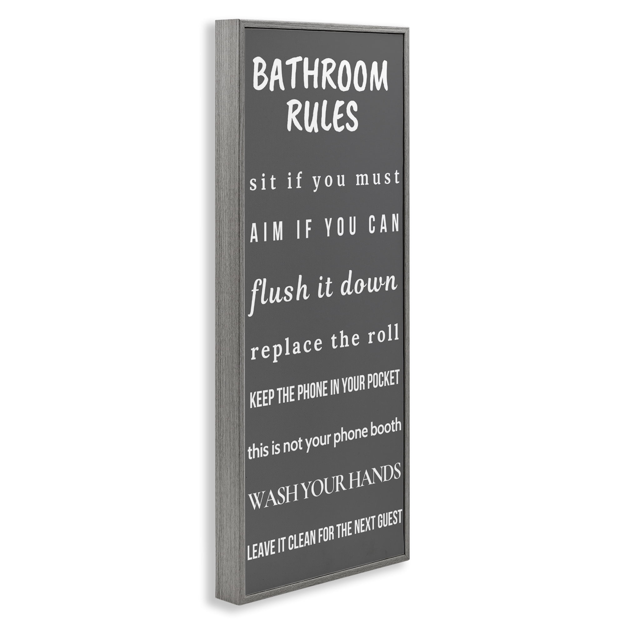 Stupell Industries Bathroom Rules Leave It Clean Gray Framed Giclee Art, design by Julia Frost