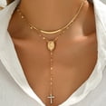 thumbnail image 2 of NICKSUN Cross Necklace for Women, 14K Gold Plated Chain Necklace Layered Dainty Sideways Cross Pendant Choker Necklace Simple Cute Jewelry for Women Christmas Day Gifts, 2 of 6